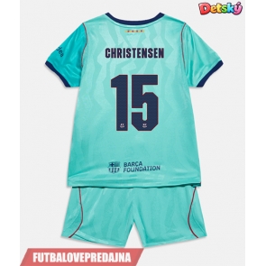 Lacne Dětský Futbalové dres Barcelona Andreas Christensen #15 2026-27 Krátky Rukáv - Tretina (+ trenírky)